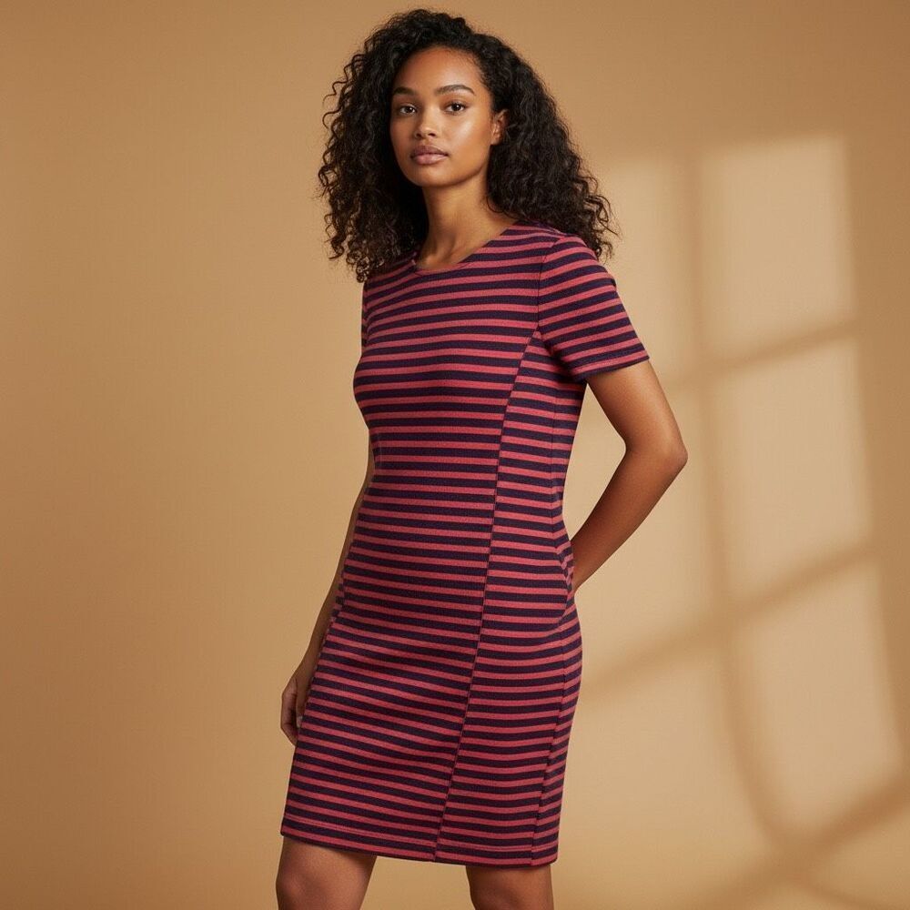 J.Crew Red & Navy Striped Sheath Dress | Size Small